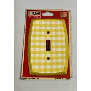 *BRAND NEW* Vintage Edmar Creations Light switch Cover Yellow Checkered 1982 NOS